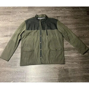 Mens Tommy Hilfiger Burton Olive Quilted Button Front Barn Chore Shacket XXL‎
